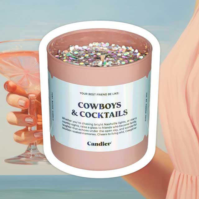 Candier Cowboys And Cocktails Glitter Candle