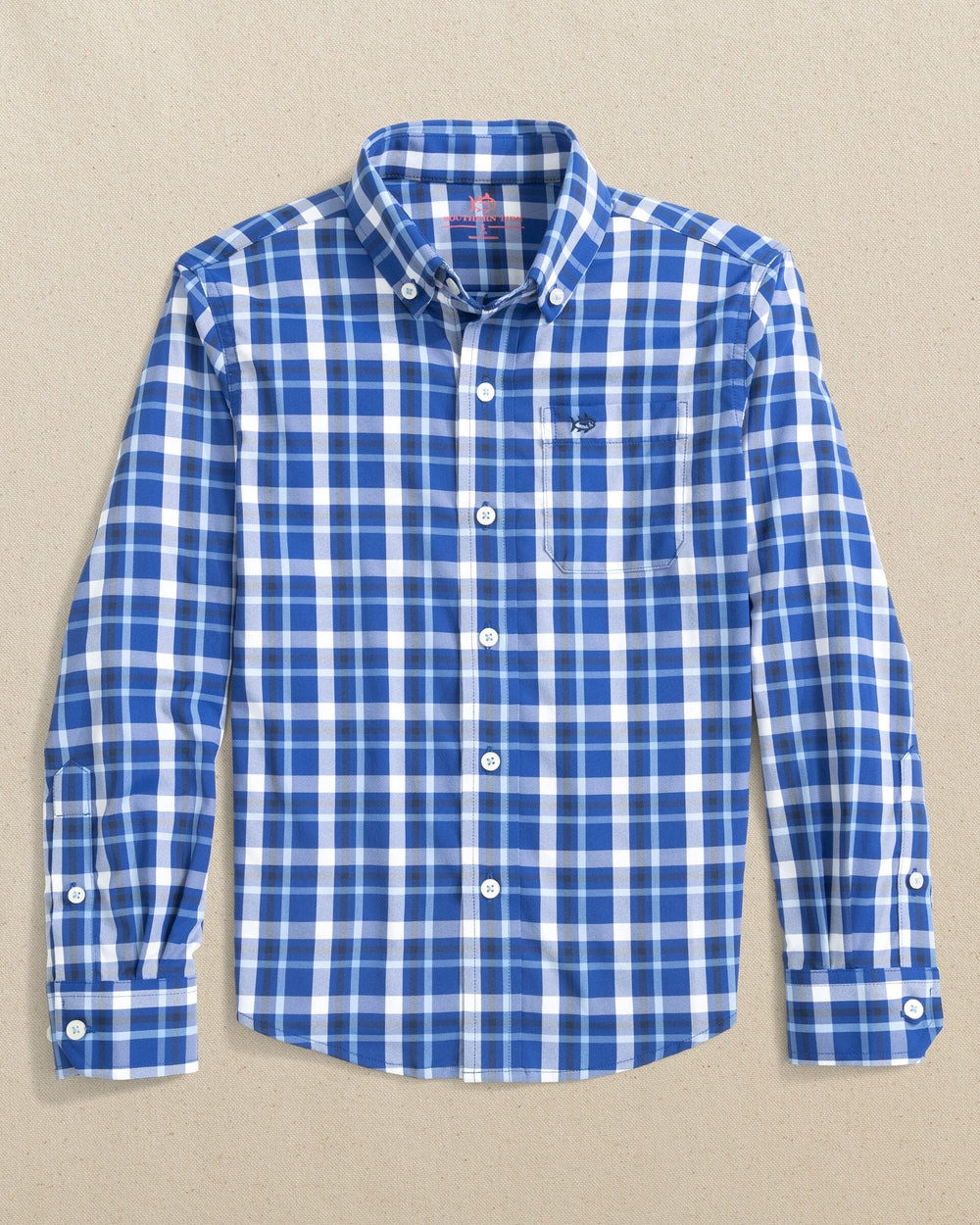 Southern Tide Boys' River Ridge Plaid Intercoastal Long Sleeve Sport Shirt