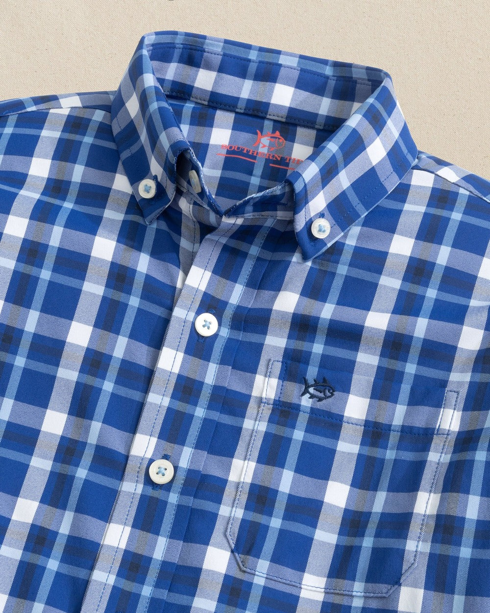 Southern Tide Boys' River Ridge Plaid Intercoastal Long Sleeve Sport Shirt