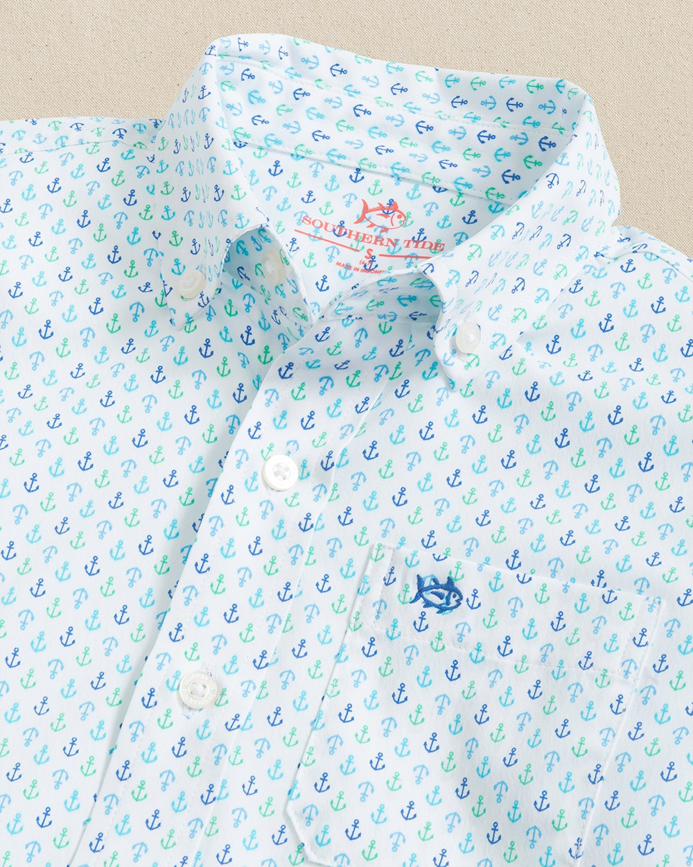 Southern Tide Boys' Anchors Away Sportshirt 3 Southern Tide Boys' Anchors Away Sportshirt