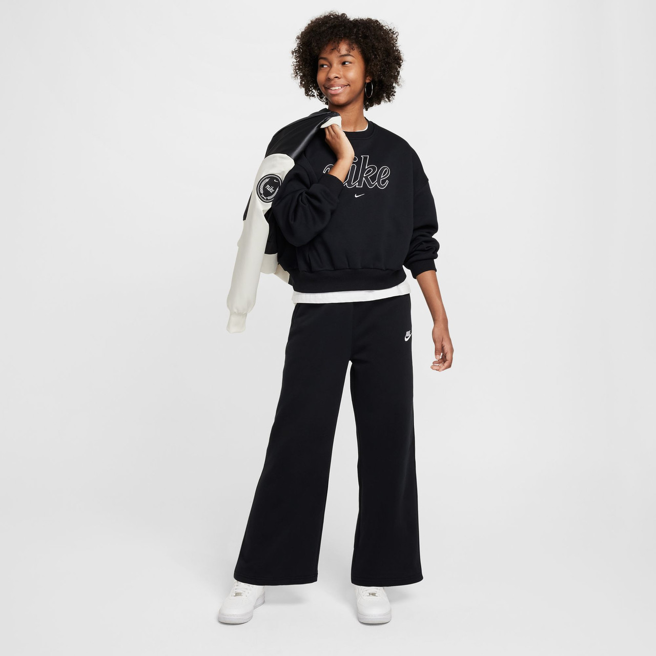 Nike Girls' Sportswear  Club Fleece Wide Length Pants