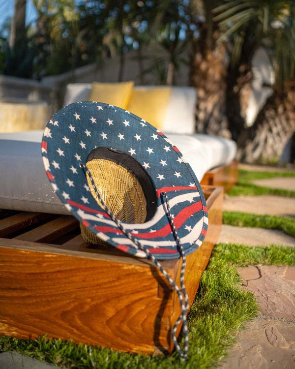 Hemlock Big Kids' Straw Lifeguard Hat - Stars and Stripes