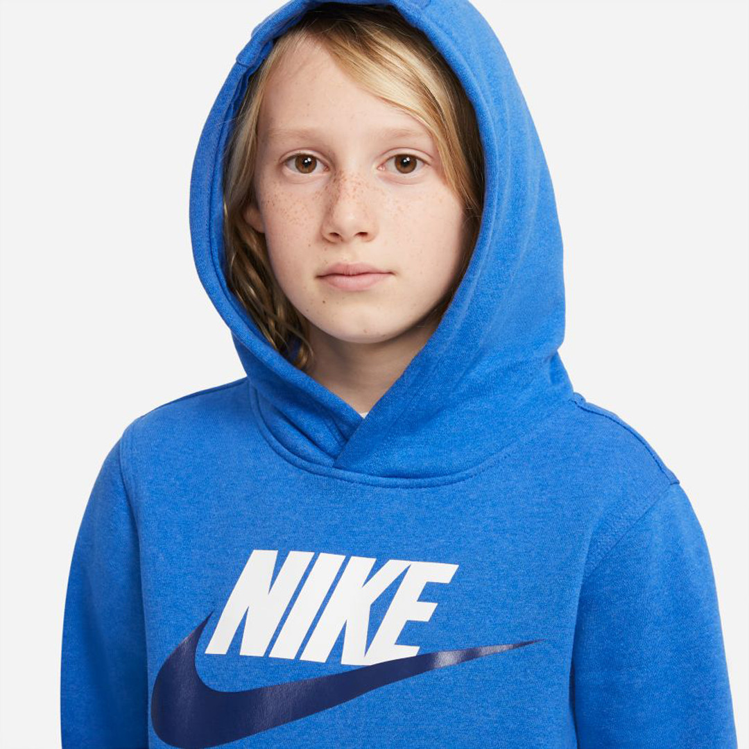 Nike Kids' Sportswear Club Fleece Hoodie - Game Royal Heather 3 Nike Kids' Sportswear Club Fleece Hoodie - Game Royal Heather