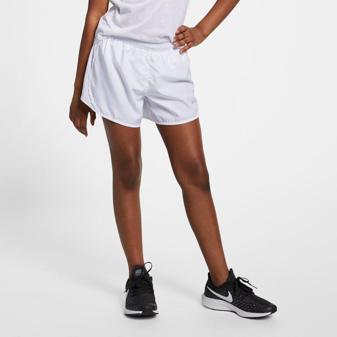 Nike Dri-FIT Tempo Girls' Running Shorts - White 2 Nike Dri-FIT Tempo Girls' Running Shorts - White