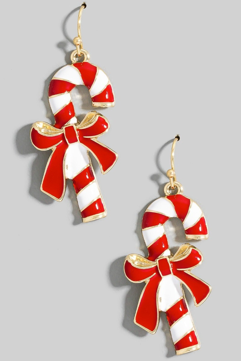 Candy Cane Christmas Holiday Dangle Earrings