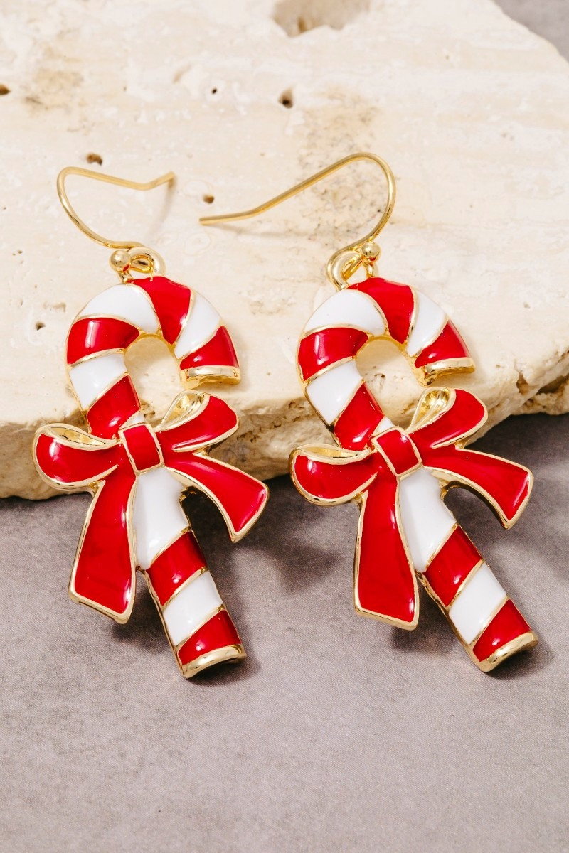Candy Cane Christmas Holiday Dangle Earrings