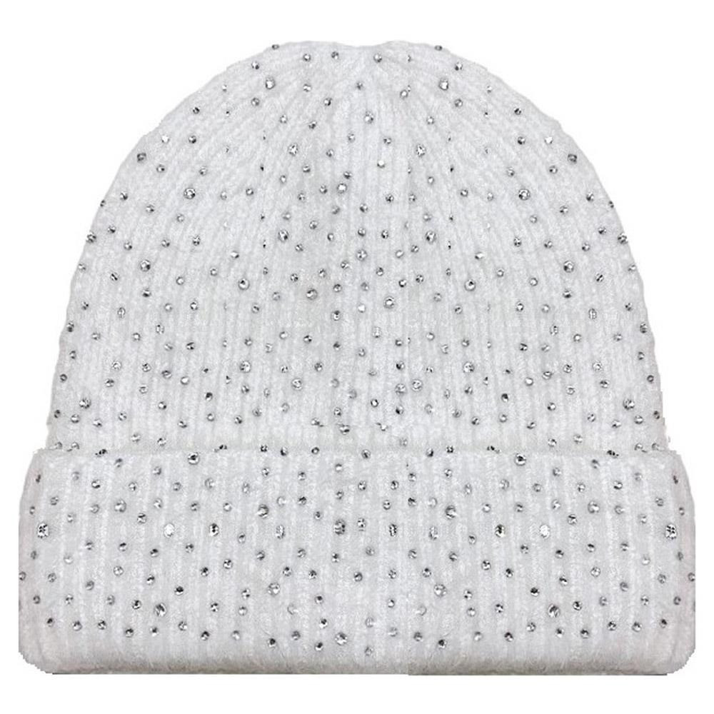 Rhinestone Studded Knit Beanie
