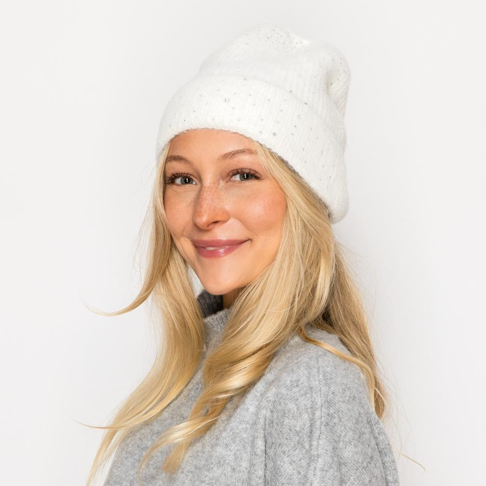 Rhinestone Gradient Studded Knit Beanie