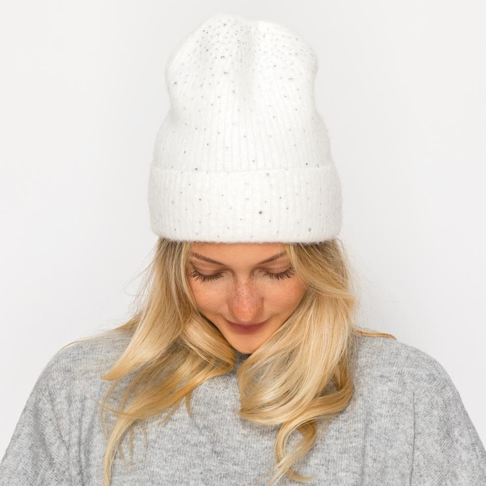 Rhinestone Gradient Studded Knit Beanie