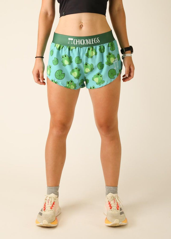 ChicknLegs Women's Fartlek Froggies 1.5" Split Running Shorts