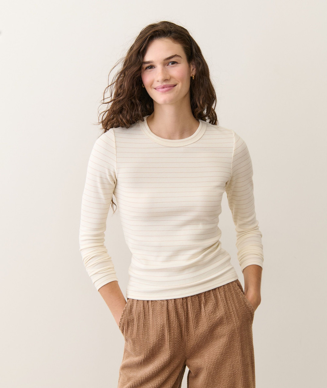 Marine Layer Women's Lexi Rib Stripped Long Sleeve