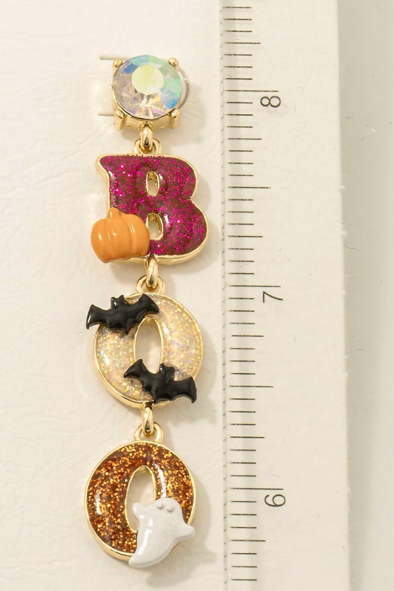 Halloween Boo Glitter Resin Dangle Earrings 3 Halloween Boo Glitter Resin Dangle Earrings