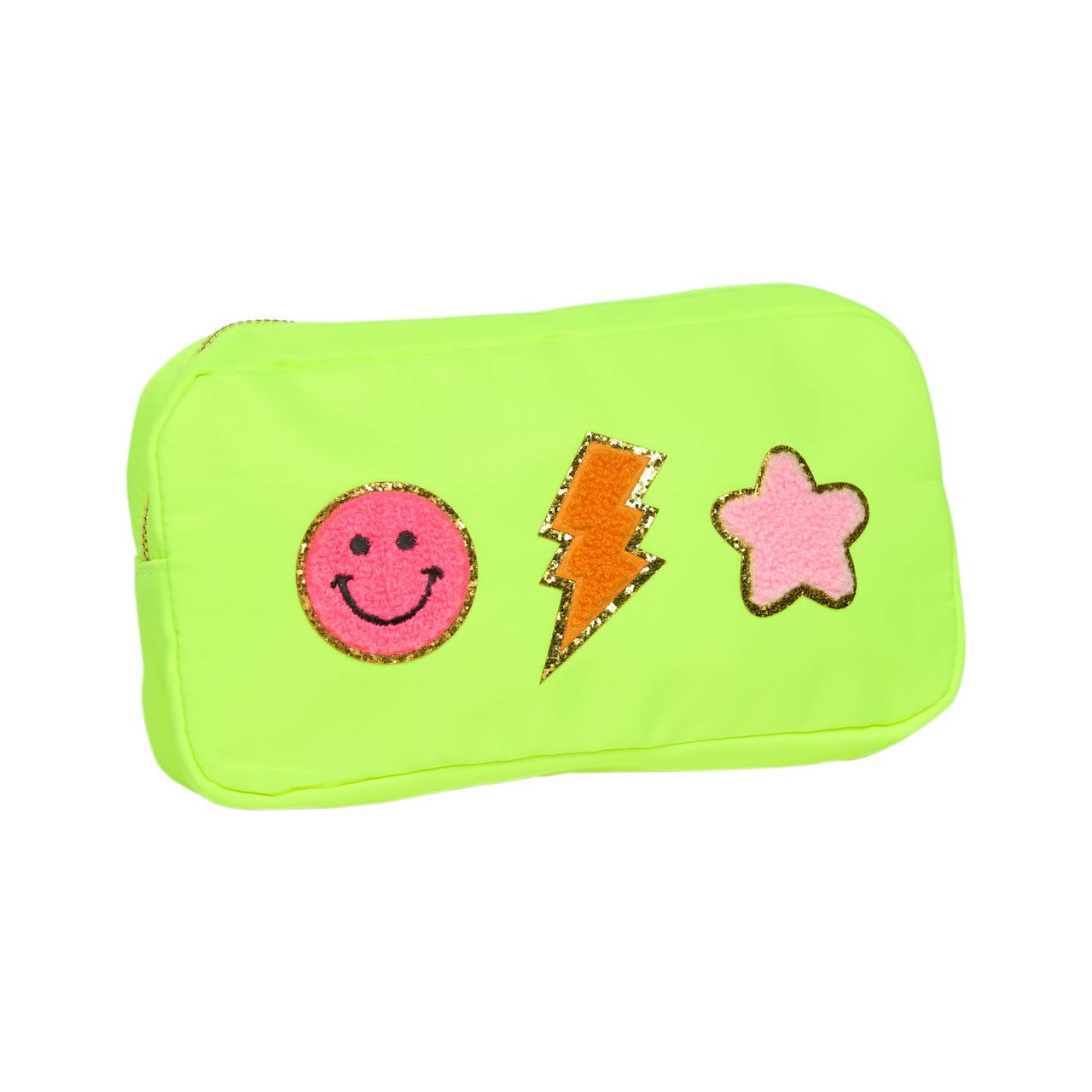 Daily Candy Smiley Bolt Star Patch Nylon Pouch