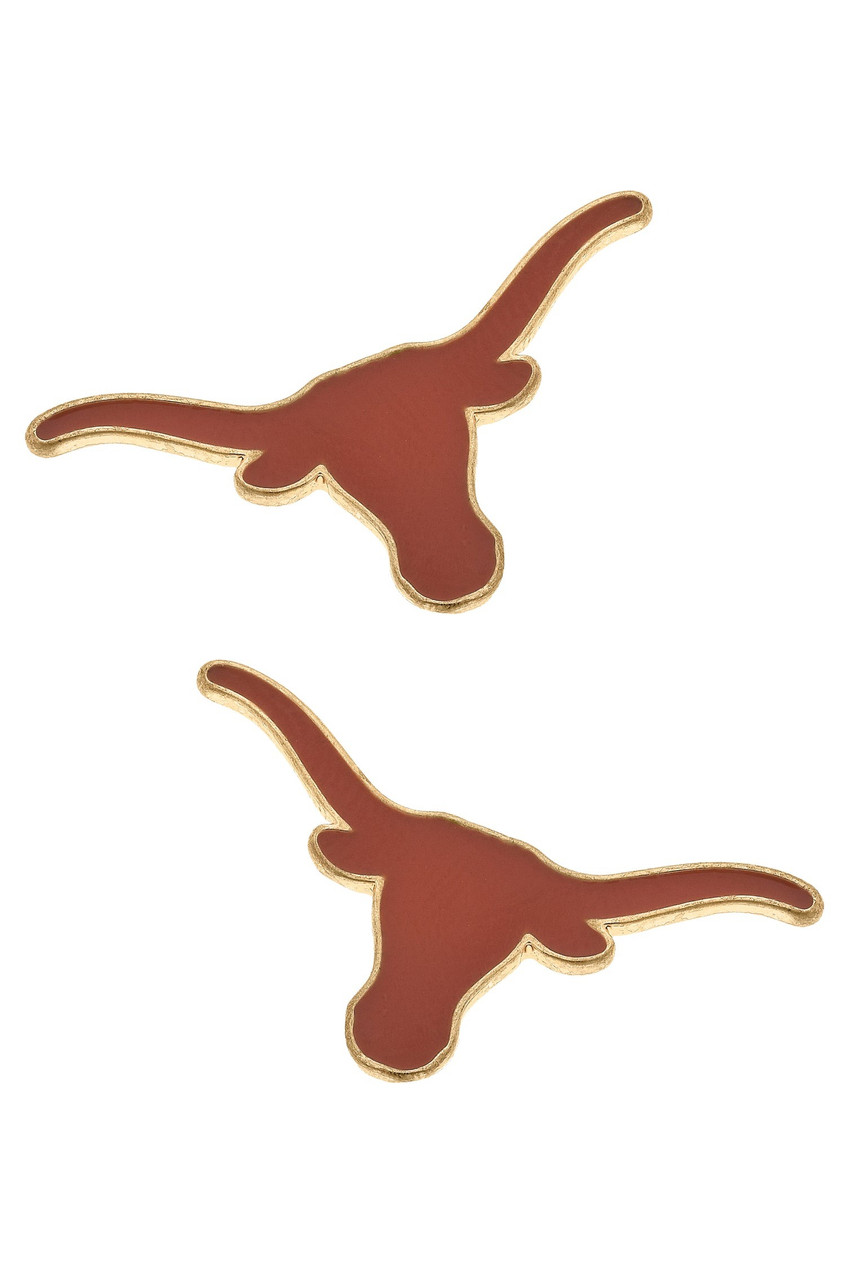 Canvas Style Texas Longhorns Enamel Logo Stud Earrings