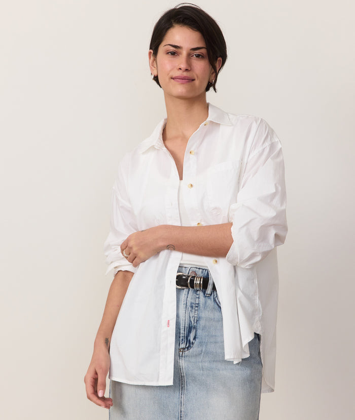 Marine Layer Women's Cali Poplin Oversized Long Sleeve Top