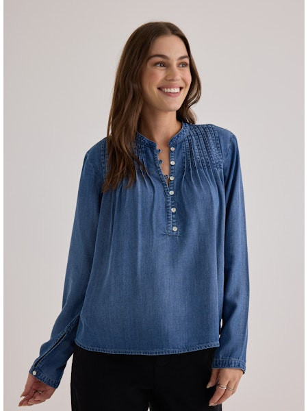 Bella Dahl Women's Pintuck Long Sleeve Pullover Top