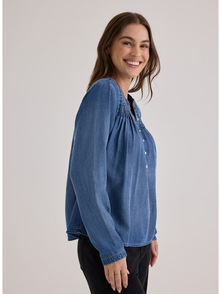 Bella Dahl Women's Pintuck Long Sleeve Pullover Top