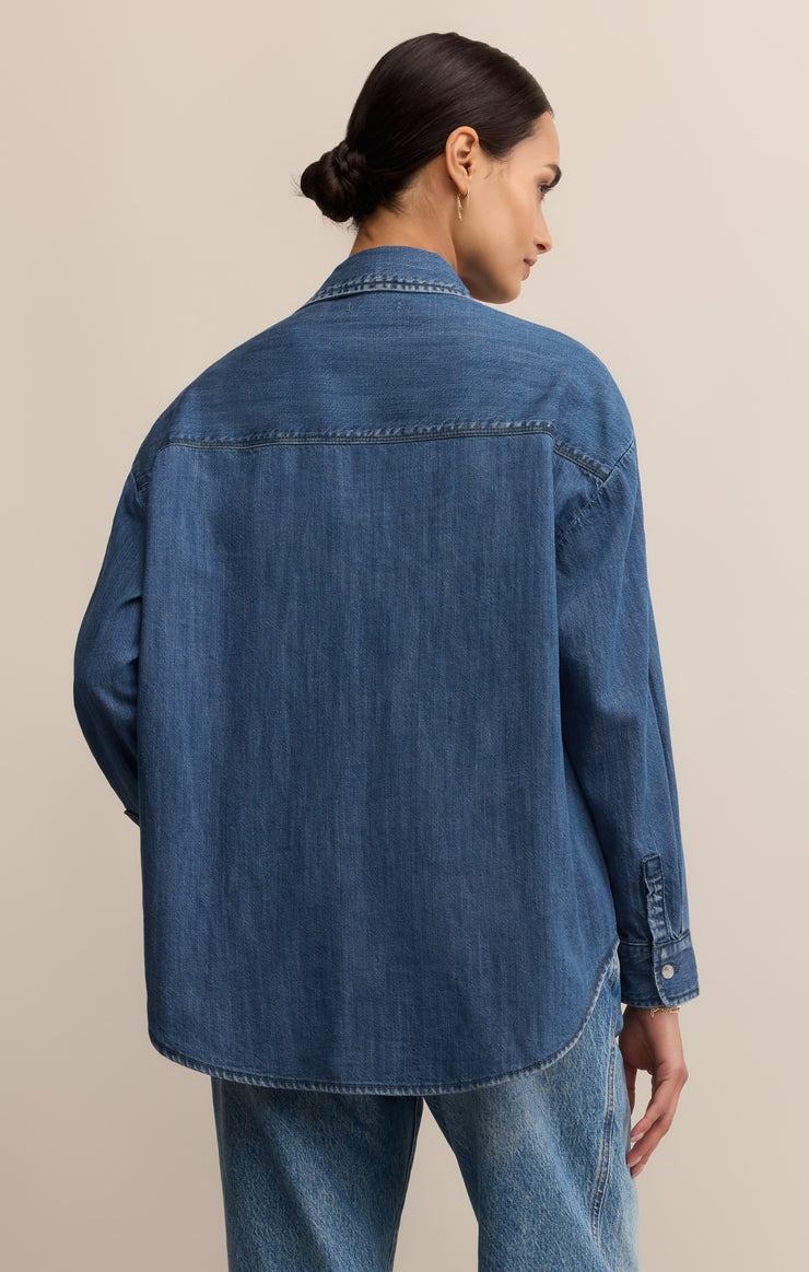 Z Supply Women's Atwood Lightweight Denim Button Up Shirt